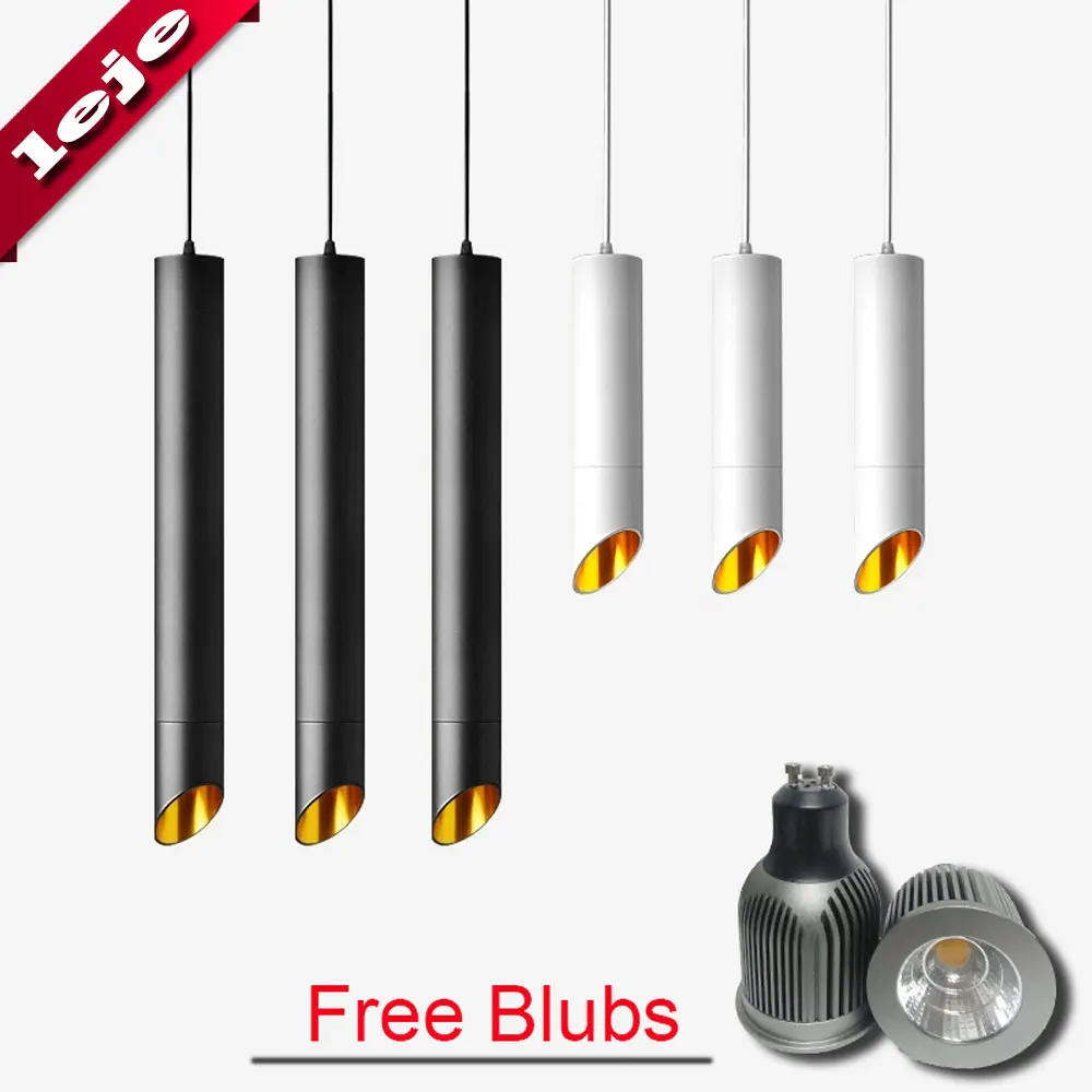 Günstige Led Anhänger Lampe Lange Rohr licht GU10 7 watt Insel Esszimmer Shop Bar Zähler Dekoration Zylinder Rohr Anhänger Licht küche Lampe