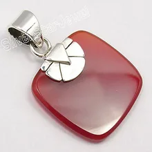 BESTSELLER CABOCHON CORNALINA ROJA Colgante de Plata pura 1 3/8 Pulgadas UNISEX
