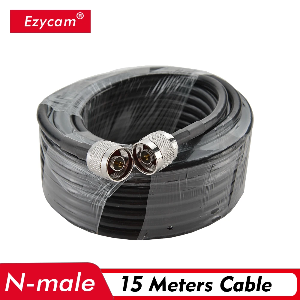 

15 Meter Coaxial Cable 50ohm N-Male Connector 50-5 type 15M Cable for Connecting Cell Phone Signal Booster Repeater with Antenna