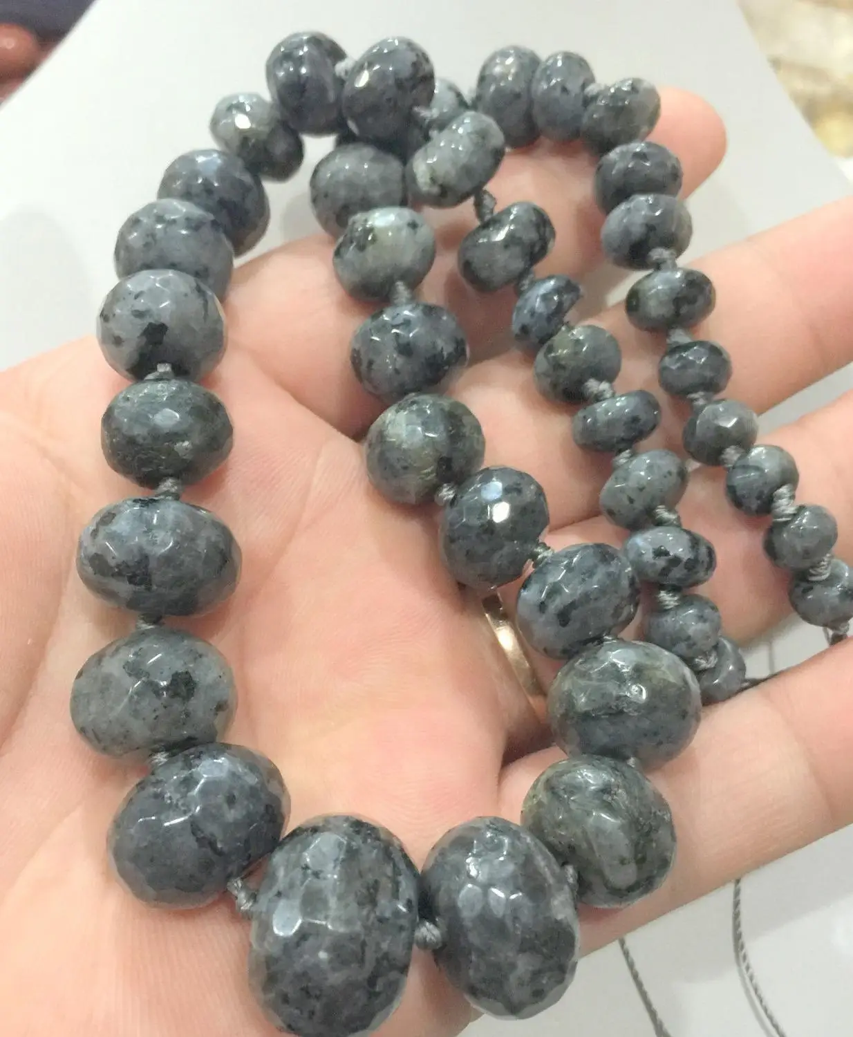 

Genuine Graduated Faceted 10-19mm 100% natural labradorite gem necklace 18" WW