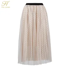 H Han queen сетчатые кружевные юбки, женские корейские OL винтажные плиссированные юбки, модные повседневные Весенние Новые эластичные юбки с высокой талией