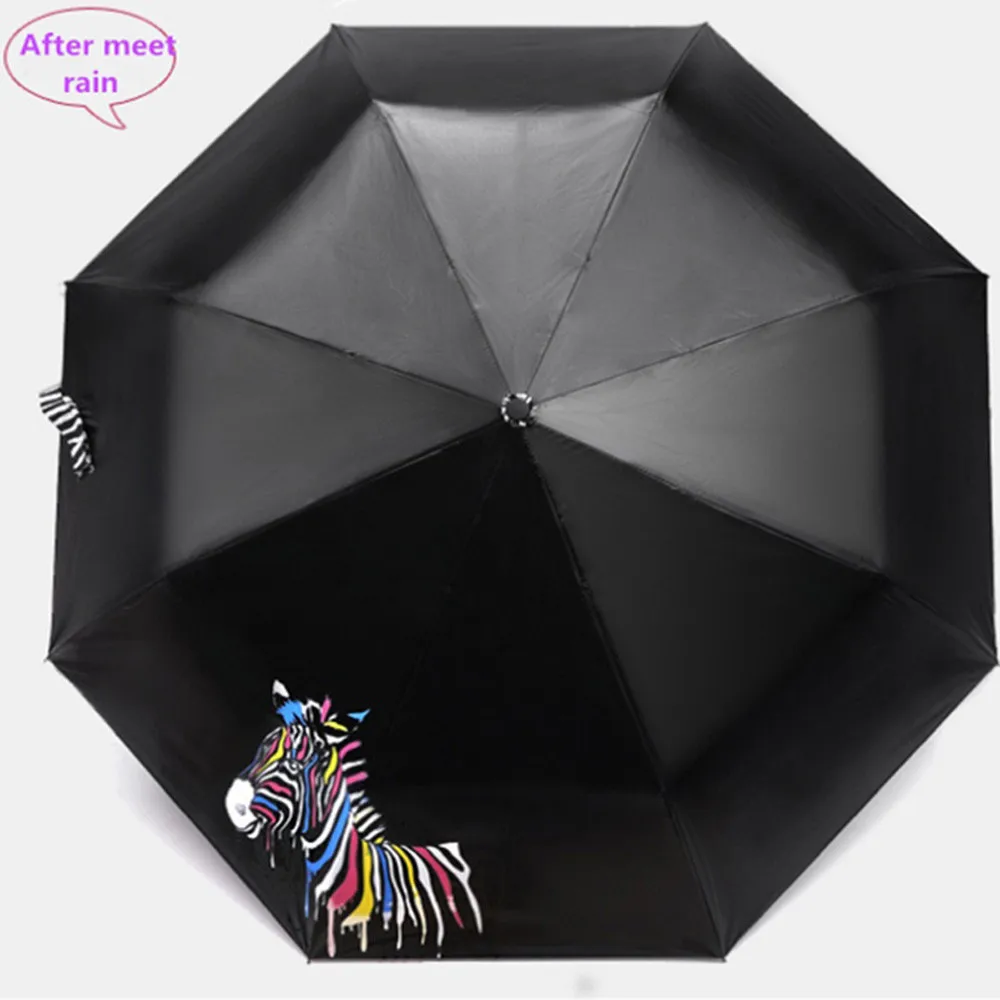 OCARDIAN Color Changing Folding Portable Umbrella Sunshade Zebra Parasol Rain Shade Anti-UV drop shipping B8 30