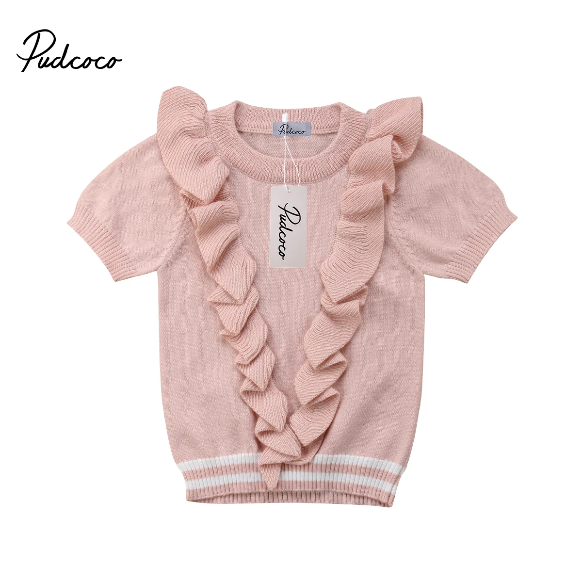 Toddler Baby Kids Girls Short Sleeve Blouses Pullover Knitted Casual