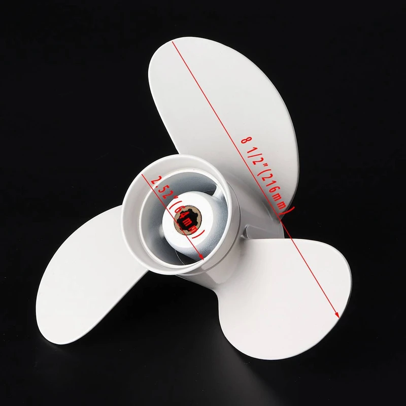 New-Boat Propeller 6G1-45943-00-El 8 1/2 X 7 1/2 For Yamaha Outboard Engine 6-8Hp Aluminum Alloy 3 Blades R Rotation 7 Spline