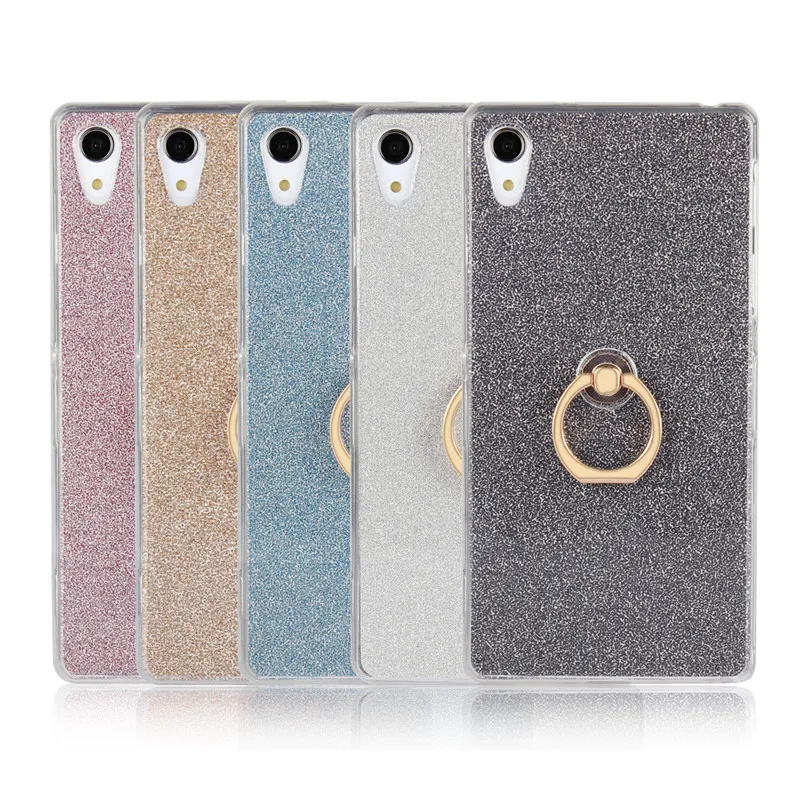 For Sony Z2 Case Shiny Glitter Silicon TPU with Rotate Ring Holder Back Cover for Xperia D6502 D6503 D6543 L50 L50W |