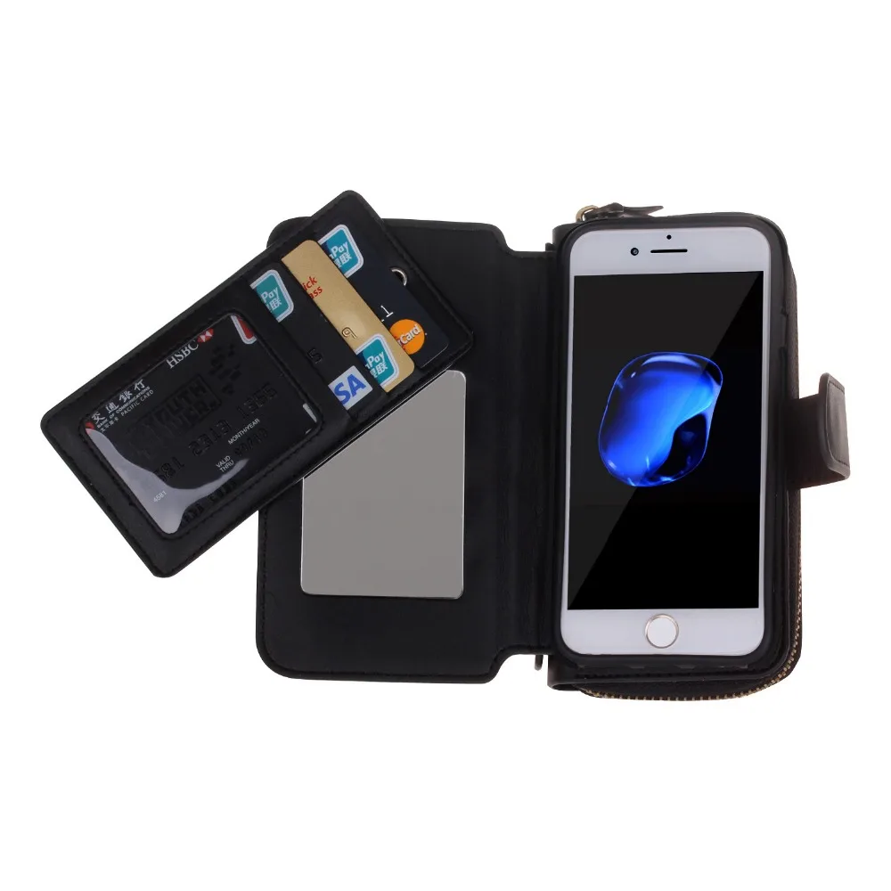 Portable Multifunctional Combo Zipper Case for Iphone 7 Retro pattern