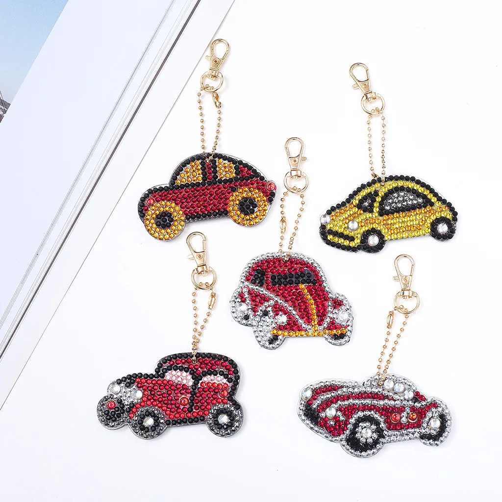 

Keychain Diamond Painting Small Car Pattern Key Ring Set Special Shape Cross Stitch Punto De Cruz Diamante Diamond Embroidery