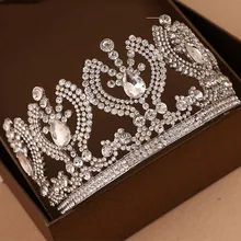 Vintage Luxury tiara Bridal Hair Accessories Wedding Quinceanera tiaras Crowns Pageant crystal Rhinestone Crown big rhinestone crown and tiaras princess large headbands wedding bridal pageant prom tiara bride wedding hair accessories