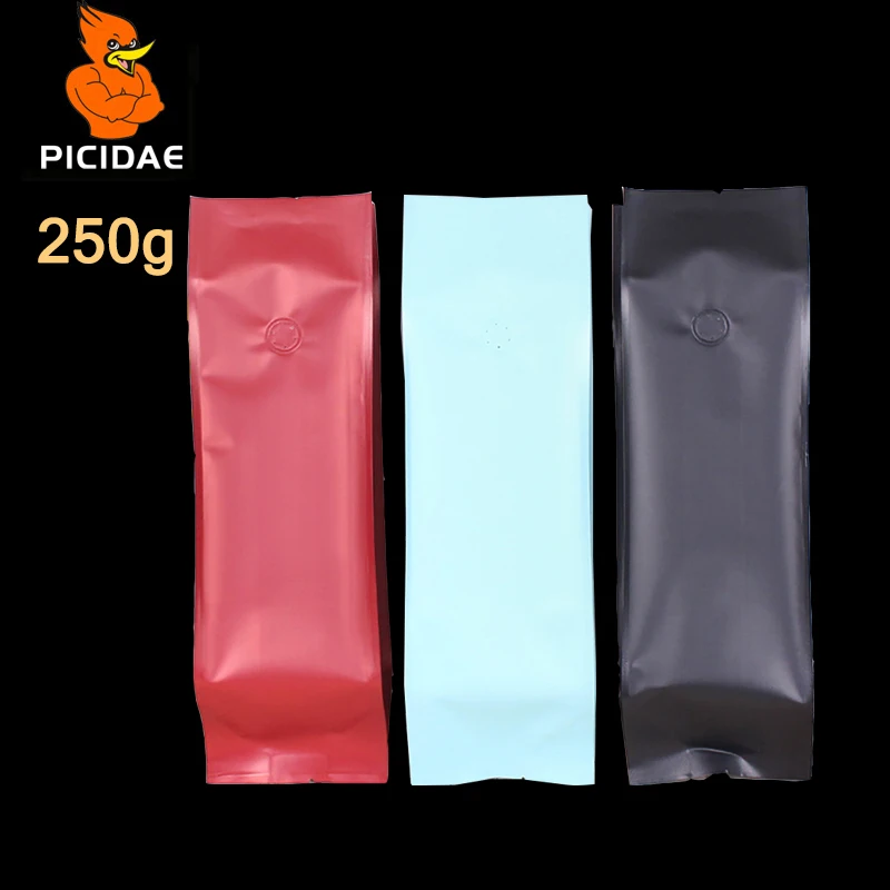 

half pound coffee candy chocolate nut food storage Bag 250 g Air Aluminum Standing Heat Organ four side foil Open Top valve seal