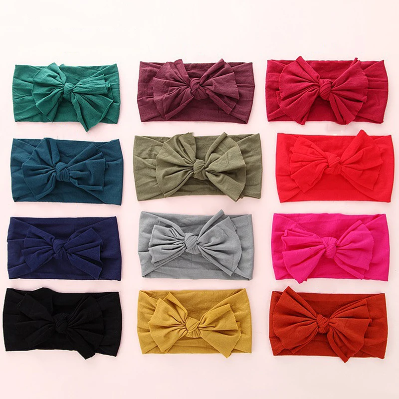

newborn hairband bow headband nylon soft elastic candy color wrapped hairbands for infants hair band headwear