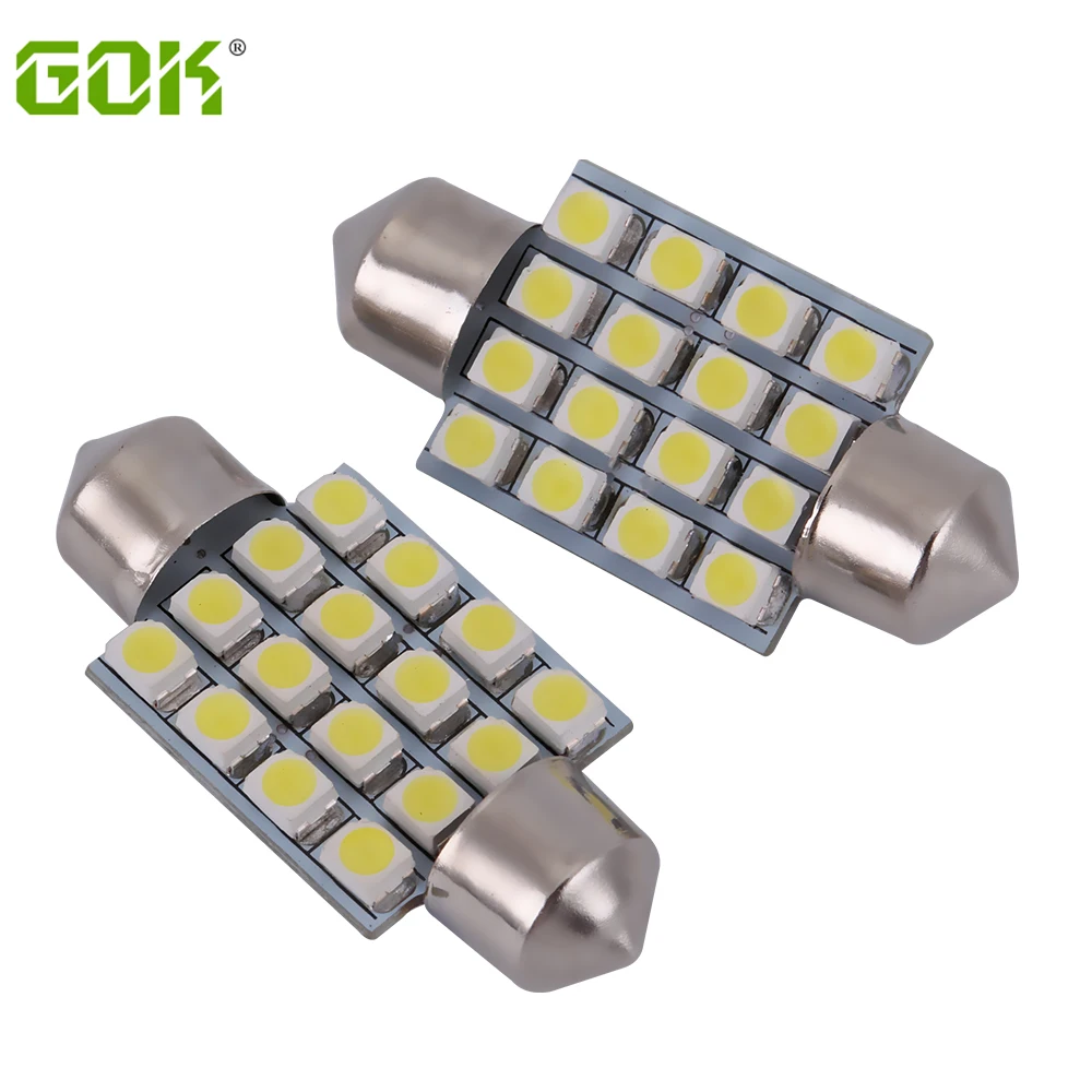 50 шт./лот Светодиодная лампа для внутреннего освещения Festoon 16SMD Led 1210 3528 c5w 36 мм 39 41 31