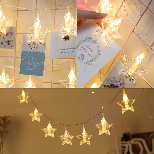 1 5m 3m 4 Card Photo Clip String Lights Stars Led Garlands 1 5m 3m 4 Card Photo Clip String Lights Stars Led Garlands Battery Operated Light Le Decorative Clamp Fairy