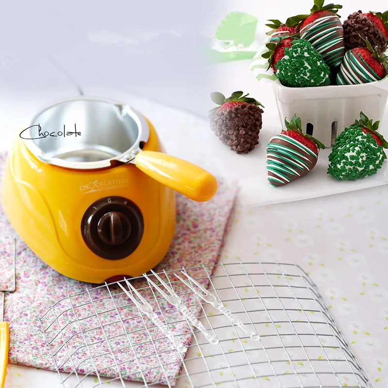 

220V Yellow Mini Single Cylinder Chocolate &Soap Melting Furnace For Household Chocolate Pot DIY Dessert EU/AU/UK Plug