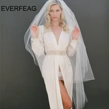 Элегантная простая свадебная вуаль белого цвета и цвета слоновой кости с гребнем из Мягкого Тюля двухслойная Длинная фата для невесты Мантилья Свадебные аксессуары