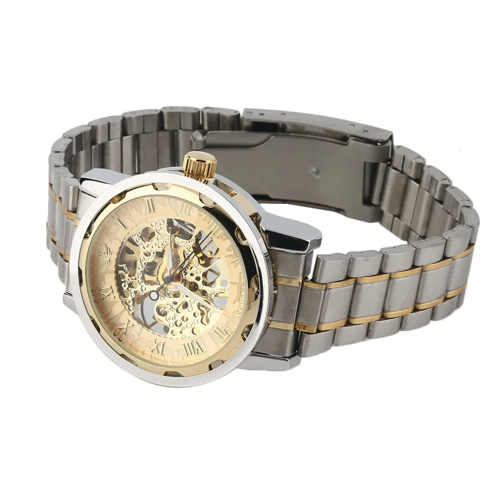 

OUTAD Men Millitary Sport Watch Roman Numerals Skeleton Business Gift Steel Automatic Mechanical Wristwatches relogio masculino