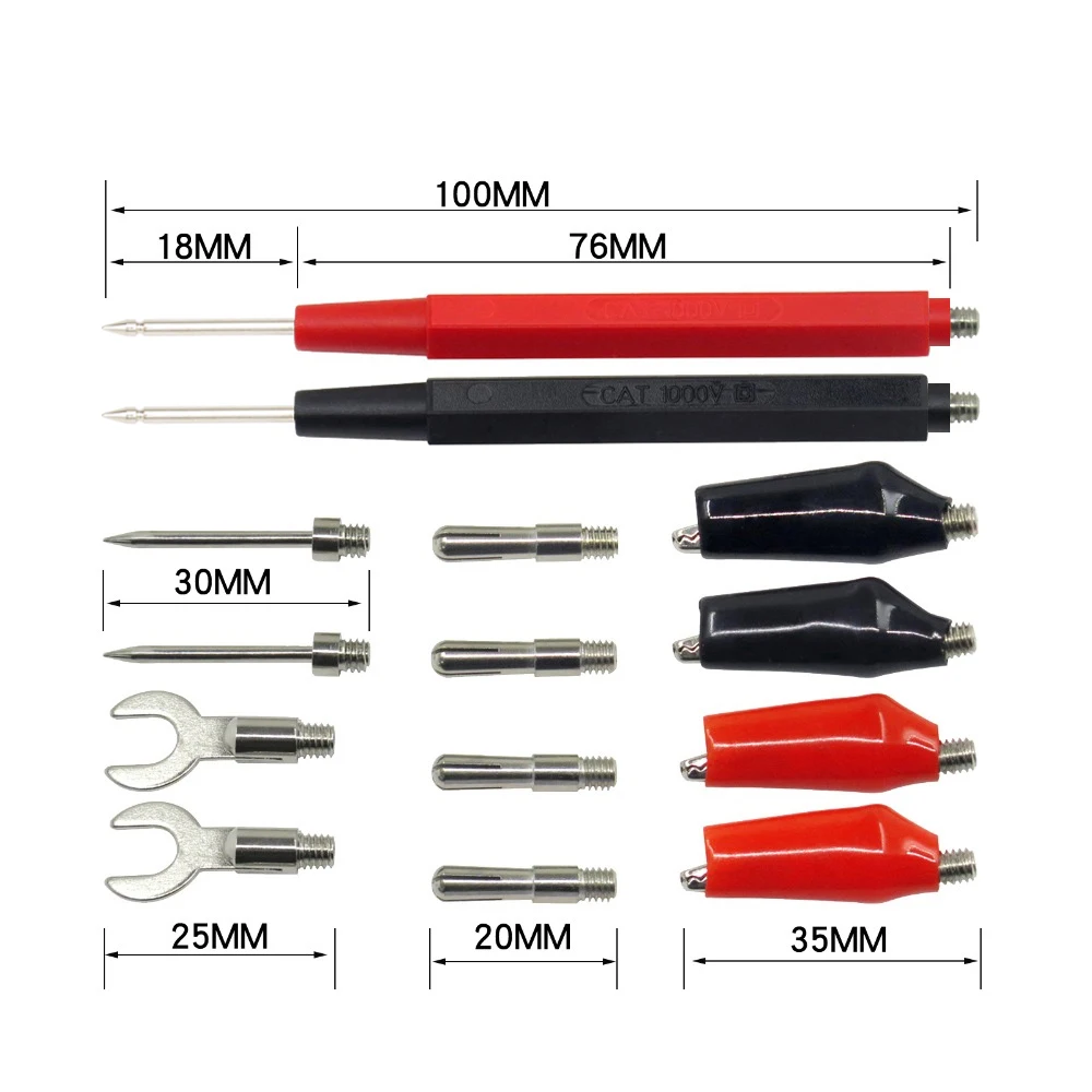 MESTEK 16 шт. мультиметр испытание пробного зонда набор проводов Замена тестовых проводов зонды для цифрового мультиметра зажимы типа крокодил u-зонд