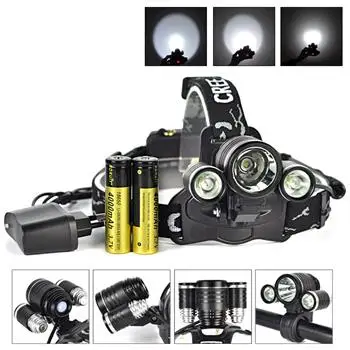 3X XM-L T6 + 2R5 LED 6000LM светильник Фонарь налобный фонарь 2*18650 зарядное устройство |