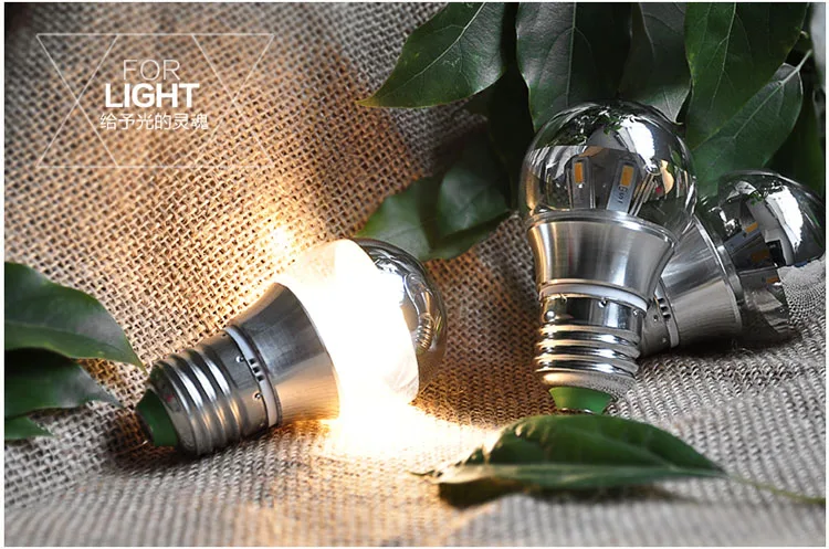 110-220V decorative shadeless E27E14 LED 3W 5W 7W base light mirror bulb G45 A60 half silver led filament bulb7