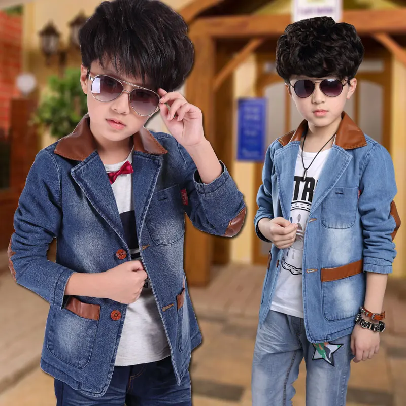 

Children's Wear, Spring Boy's blazer Jacket, Big Boy denim cotton.fashion size 120 130 140 150 160 170