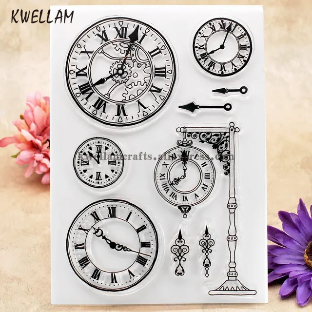 Clock Scrapbook DIY photo cards rubber stamp clear stamp transparent