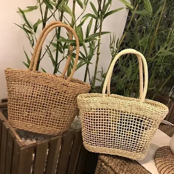 

Rattan Straw Woven Bag Women Wicker Basket Tote Fashion Summer Beach Large Purse