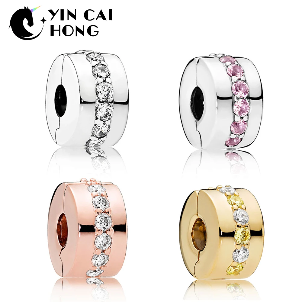 

YCH 100% 925 Sterling Silver 767051CSY 781972CZ 791972CZ 791972PCZ SHINE SHINING CLIP Gold Color Rose Gold Pink Selection