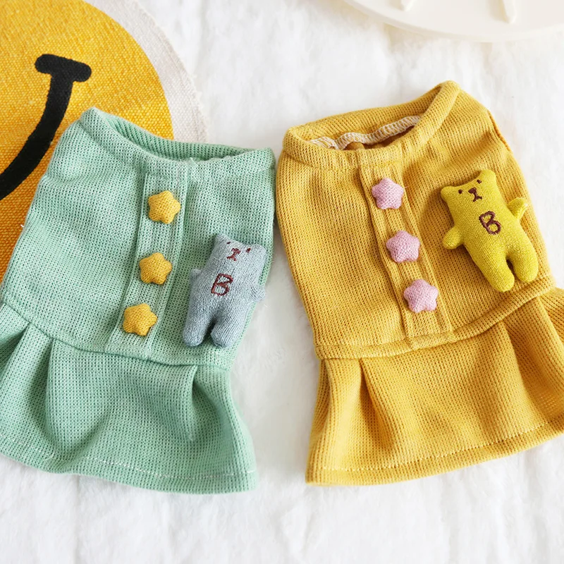 

Button Bear Star Pet Dog Clothes Winter Warm Jacket Coat Cat Dress Bow Dog Tutu Dress Pet Dress Clothing Chihuahua Teddy XS-XL