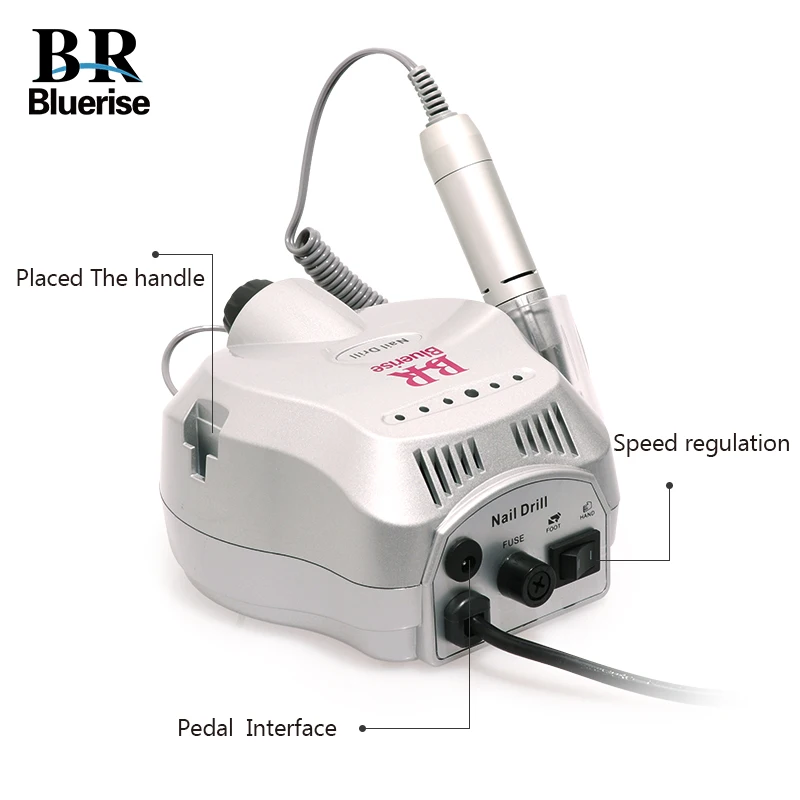Электрическая дрель для ногтей, маникюрный аппарат, педикюрный набор, 35000 об/мин, мощное оборудование для дизайна ногтей, аксессуары, сверла для ногтей, ножные педали