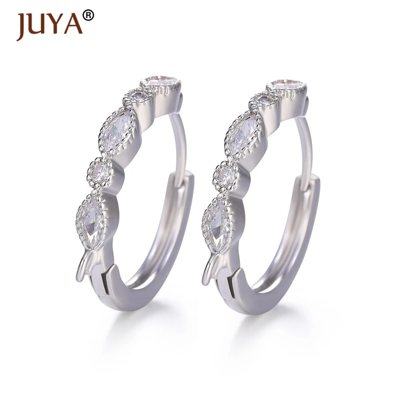 1 pair silver Сделай Сам, фурнитура для сережек, застежки, крючки, фурнитура ручной работы, аксессуары для изготовления ювелирных изделий, роскошный циркониевый крючок, серьги, ювелирные изделия - Цвет: 1 pair silver