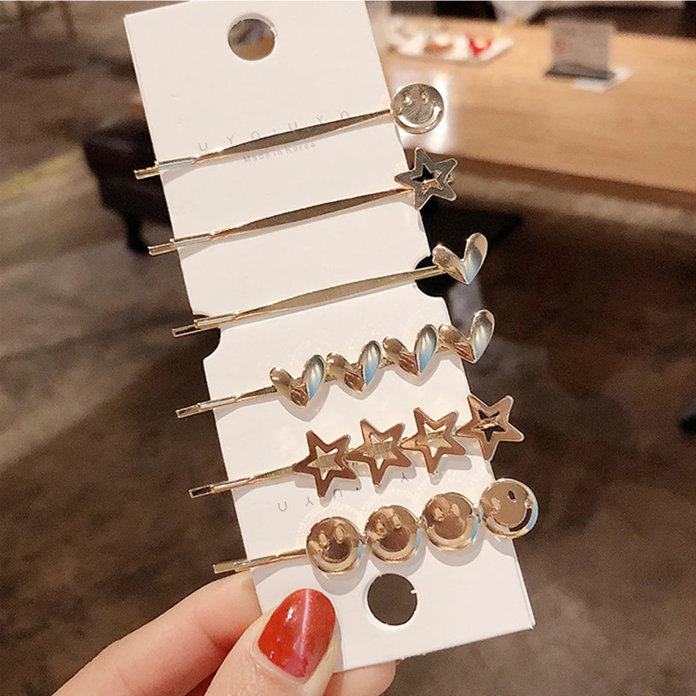 

Fashion Simple Metal Hairpins for Women Hollow Star Heart Shape Hair Clips Elegant Hairpins Barrette Hair Styling Tool Accessori