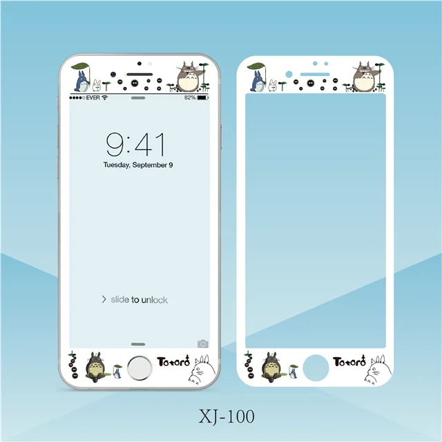 Медведь Даффи Cinnamoroll стежка Тоторо шаблон протектор экрана закаленное стекло для iPhone 6 6s Plus 7 8 plus защитная пленка - Цвет: 48