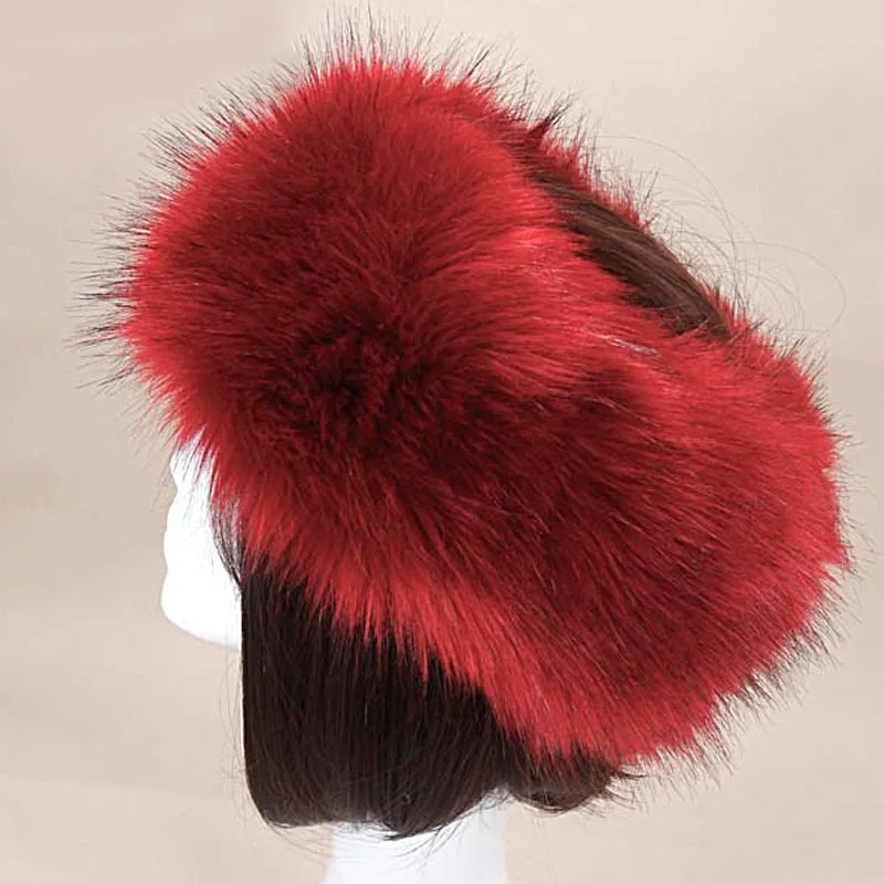 Man Women Fur Hats Tick Fuffy Warm Fox Fur Hat Headband Autumn Winter Russian Thick Fashion Hat mens winter bomber hats