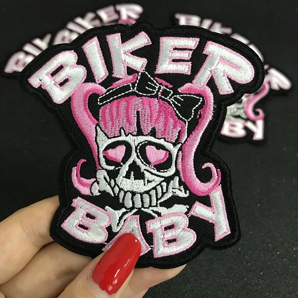 

biker baby Iron On Patch Embroidered Applique Sewing Label punk biker Patches Clothes Stickers Apparel Accessories Badge