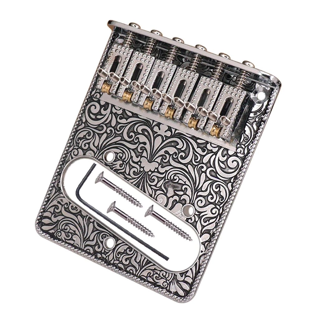 Metal Roller Saddle Bridge with Single Coil Pickup Hole & Wrench Screws for Telecaster Replacement Part Accessory 