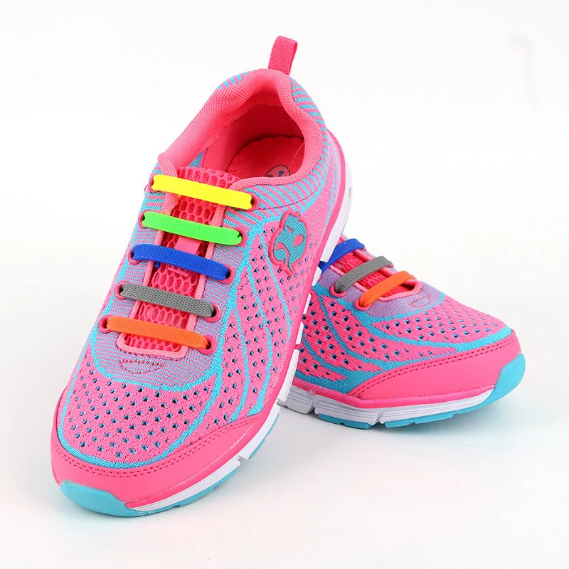 16 Pcs/lot Silicone Elastic Shoelaces Lazy Sport Decorative Slip on Shoes Laces For Men Women Girl Boy Sneaker