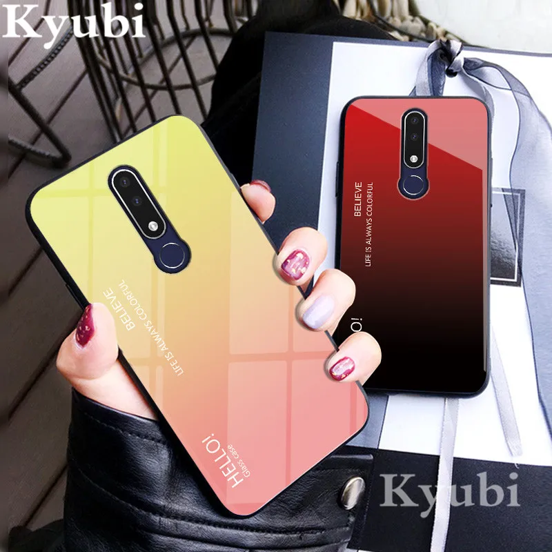 

Tempered Glass Case For Nokia 8 Sirocco 7 7.1 3.1 Plus Luxury Gradient Colorful Plating Back Cover For Nokia 9 X7 X6 Funda Etui