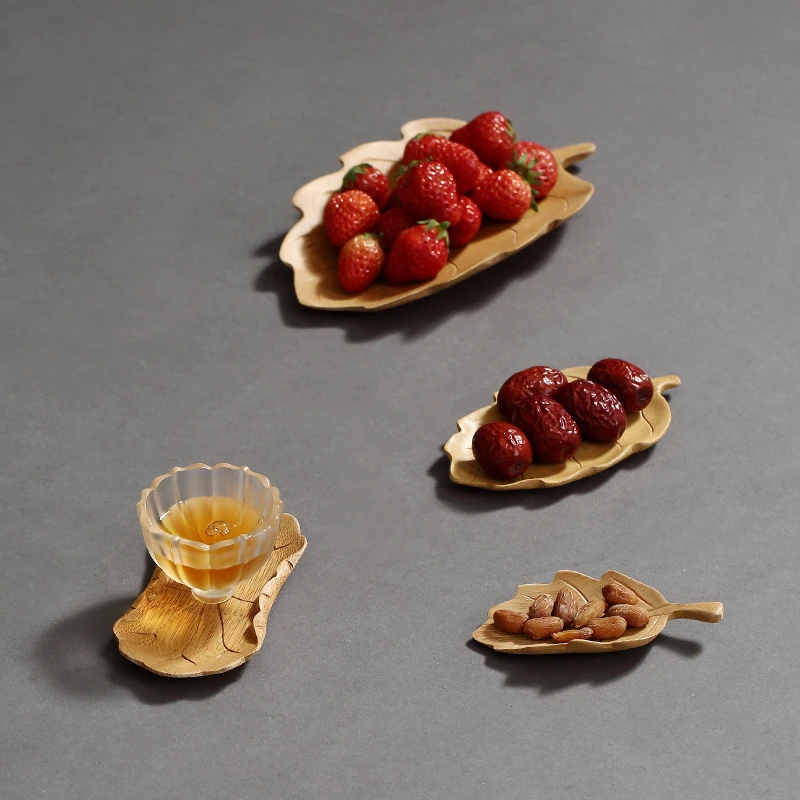 

New Natural Solid Wooden Irregular Fruit Snacks Tray Plate Tea Food Dessert Storage Dishes Serving Container Tableware Saucer