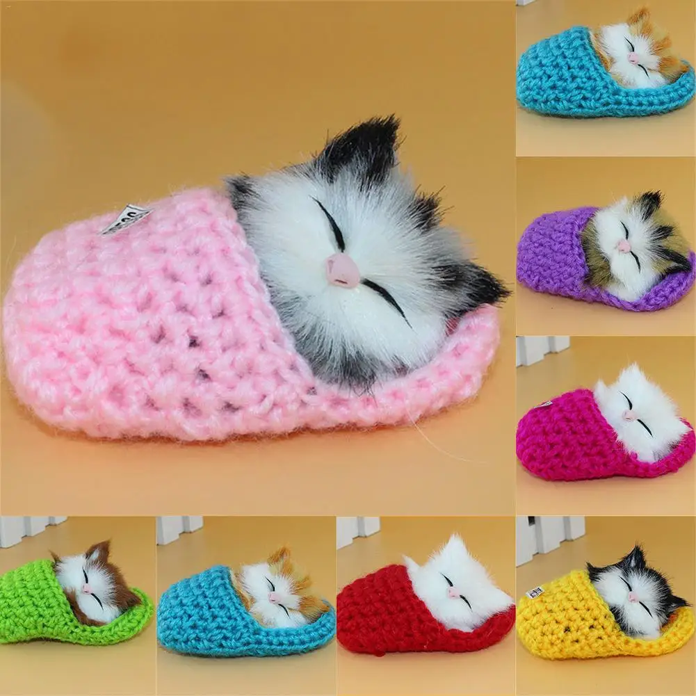 

Artificial Cute Ringing Slippers & Squinting Kitten Shaped Plush Dolls Plush Toys