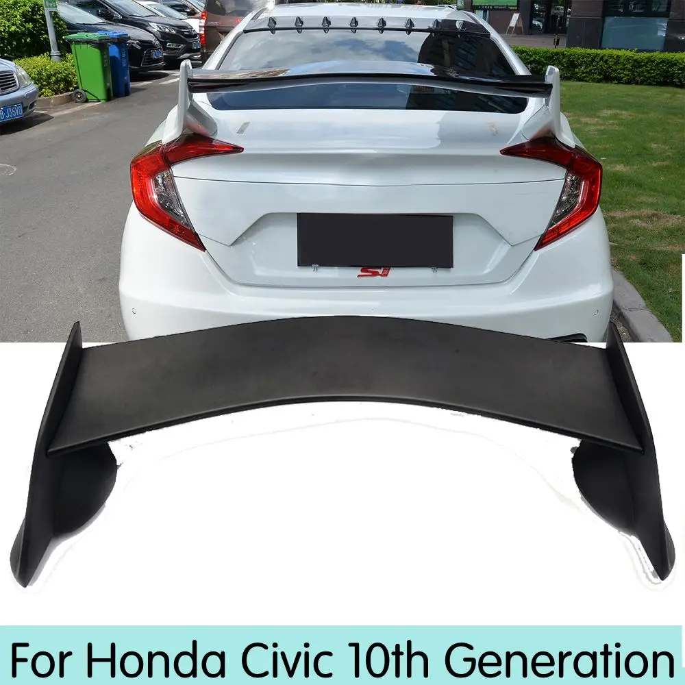 

ABS Plastic Paint Painting Rear Trunk Spoiler Fit For Honda Civic Hatchback 10th Generation Sedan 4 Door 2016 2017