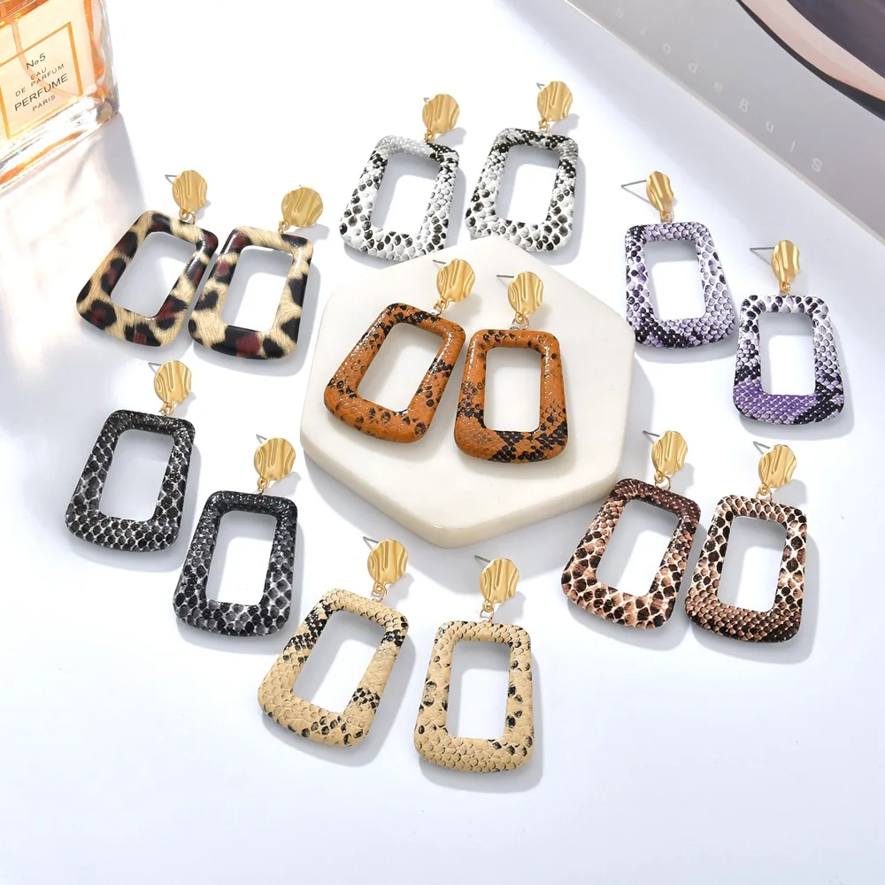 Серьги из кожи питона женские серьги леопардовые животные креативные 2019 Модные