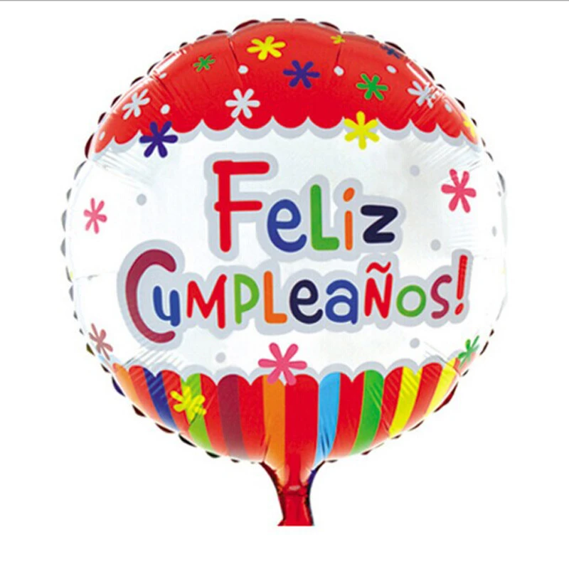 Detail Espagnol Feliz Cumpleanos Enfants Adultes D Anniversaire Joyeux Anniversaire Partie Decoration Coloree Round Foil Ballons Aliexpress