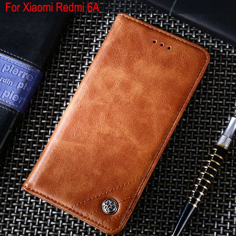

for Xiaomi Redmi 6A Case 5.45" Luxury Leather Flip cover funda with Stand Card Slot cases for Xiaomi Redmi 6a Without magnets