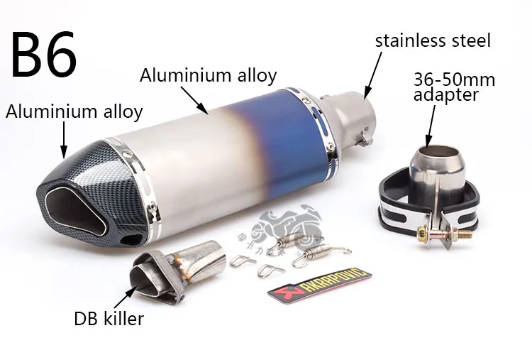 51 мм мотоцикл Akrapovic Модифицированная выхлопная труба косой маленький шестиугольный алюминиевый сплав нержавеющая сталь имитация углеродного волокна