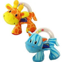 New 1pc Baby Toy Cute Plush Rattle Baby Holding Animal Toy Ring Balls Early Educational Doll