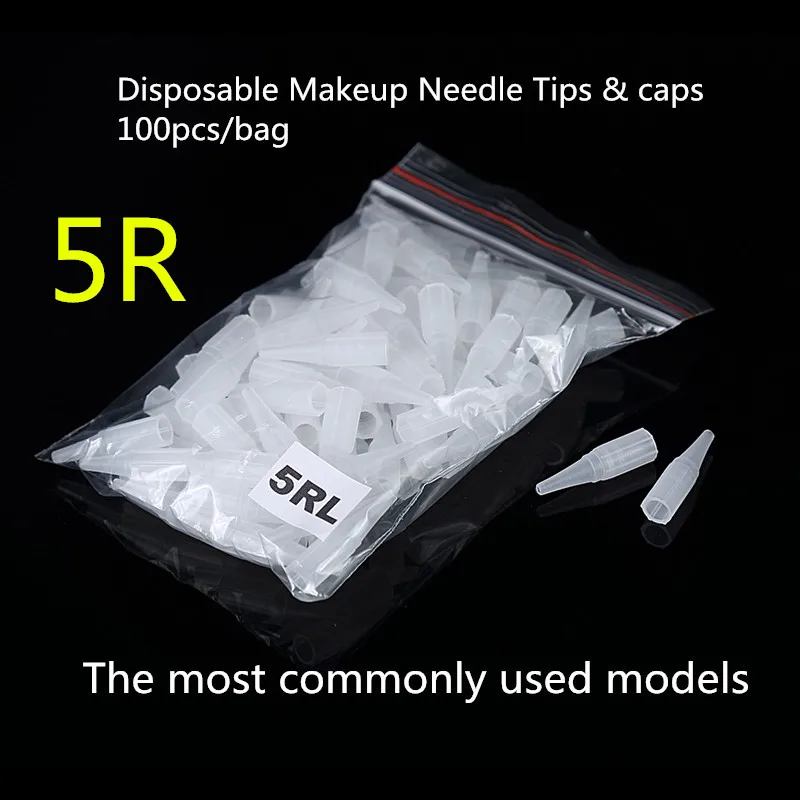 100pcs-Disposable-5R-traditional-makeup-needle-tips-Tattoo-Permanent-makeup-needle-tips-Traditional-needle-caps-Free