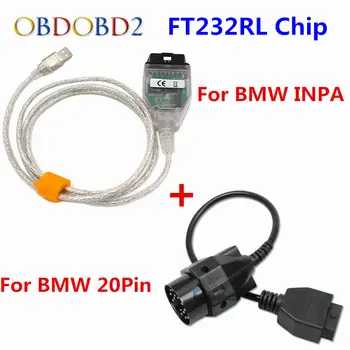 

High Quality FT232RL Chip For BMW INPA K+CAN Ediabas Code Reader+For BMW 20Pin OBD2 USB Interface INPA K+DCAN For BMW Series