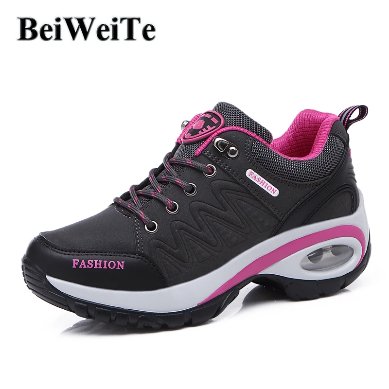 

Women Trekking Hiking Shoes Damping Height Increasing Air Cushion Sneakers For Women Light Climbing Sports Tourism Outdoor Shoes