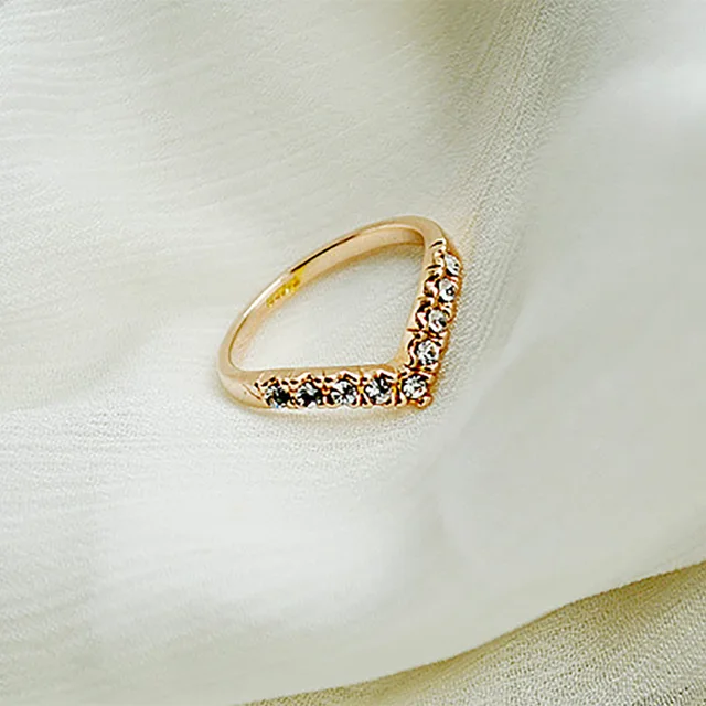 Gold Silver Ring Heart V Shape Rhinestone Cubic Zirconia Crystal Finger Rings Women Girls Engagement Wedding Bands Jewelry Finger Ring Silver Ringwedding Band Aliexpress
