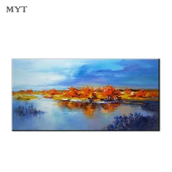 

Free delivery, art abstract, hand-painted knife painting landscape canvas, picture wall living room, bar hanging painting