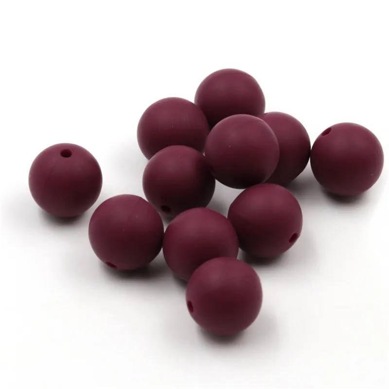 100pcs Round Silicone Beads Burgundy 9 19mm Food Grade Teething Beads